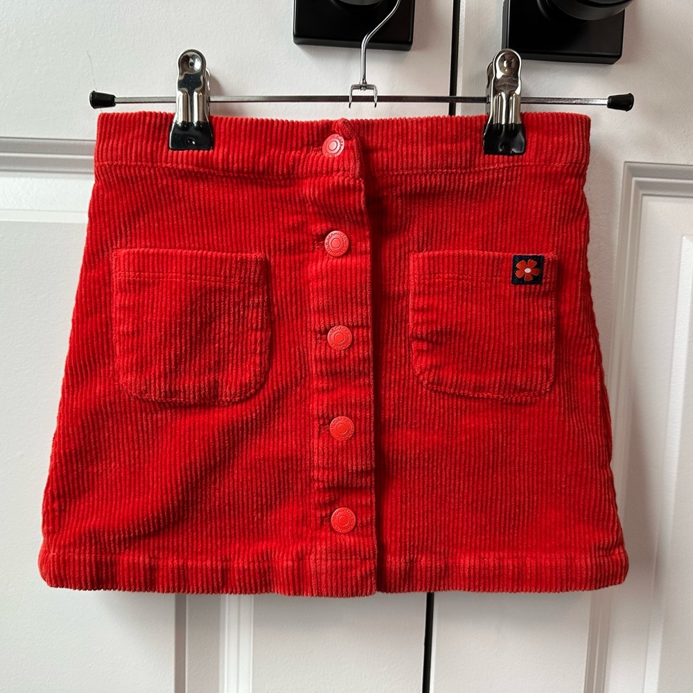 Cadet Rousselle Paris Red Corduroy Button Skirt Size 4